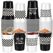 Qinyoung 60 Pcs PriNst Race Car Party Supplies Bulk oz Checkered Flag Cups Racing Themed Thick Plastic Cup for Race Car Birthday Party Checkered Racing Party Sports Themed Birthday Party Supplies