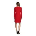 thumbnail image 2 of DKNY Womens Red Zippered Ruffled Unlined Darted Long Sleeve Round Neck Above The Knee Wear To Work Fit + Flare Dress 2, 2 of 4