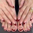 thumbnail image 3 of YTTAL Buy 2 Get 1 Free! 24-48Pcs Wine Red French Tip Press On Nails, Nude Medium Coffin False Nails Hand and Toe Set, Glossy Acrylic Fake Nails with Jelly Glue Nail File, 3 of 17
