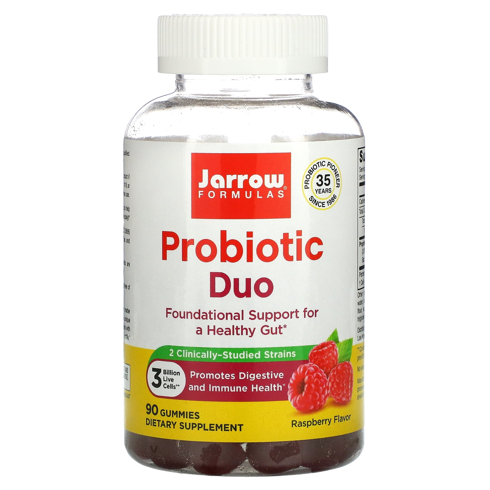 Probiotic Duo, Raspberry, 3 Billion, 90 Gummies, Jarrow Formulas