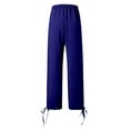thumbnail image 4 of MNCEKFOD Womens Jeans Flowy Wide Leg Culottes with Pockets Drawstring Elastic Waist Loose Classic Fit Trousers for women 2025 Blue L, 4 of 5
