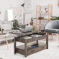 thumbnail image 1 of QRInnovations Table Basse à Plateau Relevable à 2 Tiroirs avec Compartiment Caché et Étagères de Rangement, Gris, 1 of 6