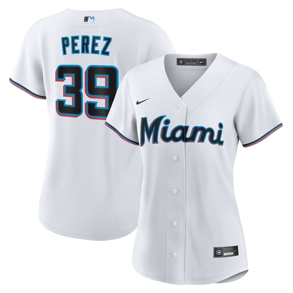Women's Nike Eury Perez White Miami Marlins Home Replica Jersey