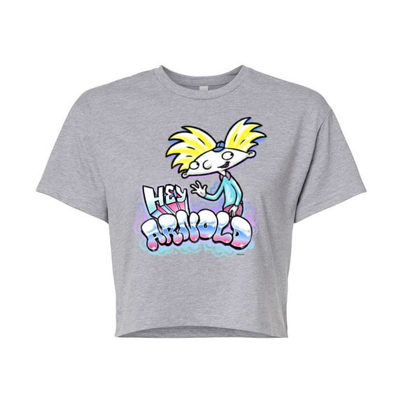 Hey Arnold! - Graffiti Arnold - Juniors Cropped Cotton Blend T-Shirt