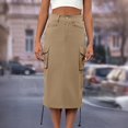 thumbnail image 4 of Unir Women Multi Pocket Cargo Midi Skirt High Waist Side Drawstring Ruched Twill Casual Street Bottom 1PC XS-S-M-L-XL Plus Size Friendly, 4 of 6