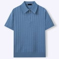 thumbnail image 2 of JIAYUE Mens Polo Shirts Classic Short Sleeve Knit Blend Casual Summer Textured Versatile Solid Color Breathable Turndown Collar For Business Daily Wear Comfortable Tops For Men, 2 of 5