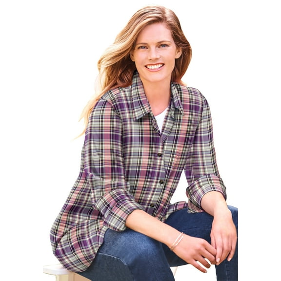 Woman Within Plus Size Classic Flannel Shirt