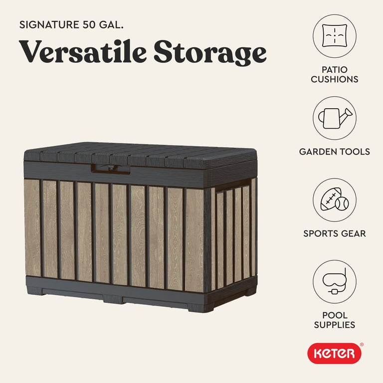 Keter Kentwood 50-Gallon Resin Deck Box, Ashwood photo 5
