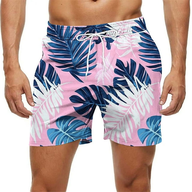 Kakii Men's Swim Trunks Hawaiian Bathing Mesh Lining Suit Swimsuits Beach Shorts with Pockets
