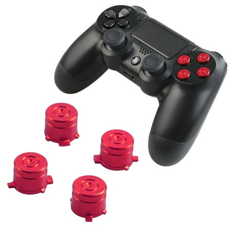 Replacement DualShock 4 Bullet Buttons Aluminum Custom Metal Playstation 4 Standard Buttons -Red