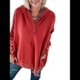 thumbnail image 1 of Sudaderas Oversize para Mujer, Sudaderas de Larga con Botones y Cuello Henley, Ropa de Otoño A . Rojo Oscuro M, 1 of 6