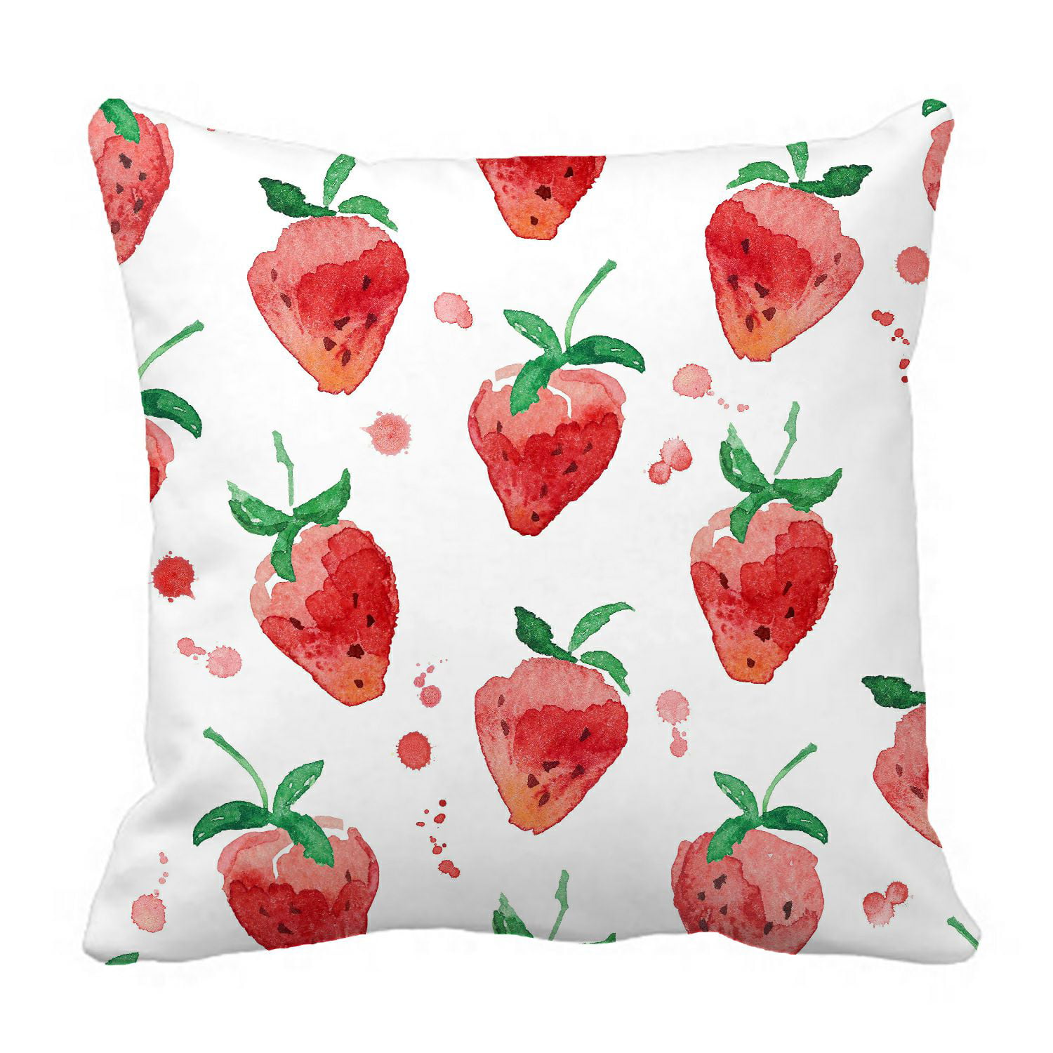 16x16 Big Red Strawberry Fruit Strawberries Throw Pillow Multicolor