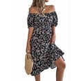 thumbnail image 2 of Women Off Shoulder Dress Floral Puff Sleeve Knee-Length A-Line Square-Neck Dresses, 2 of 9