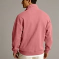 thumbnail image 4 of QHRMKOG Quarter Zip Pullover Men Basic Color Full Length Sleeve Stand-Up Collar Sweatshirt Relaxed Fit Warm Hoodie Fall Casual Clothes Pink L, 4 of 4