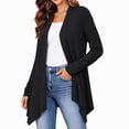 thumbnail image 4 of Hzzrkos Women's Lightweight Open Front Cardigan Long Sleeve Drape Front Knit Sweater Casual Loose Fit Layering Cardigan Outerwear for Office Daily Wear Black S, 4 of 6