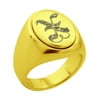 Tungsten Male Men Biker Signet Ring Royal Initial Letter Anniversary Oval Gold X-SZ-11