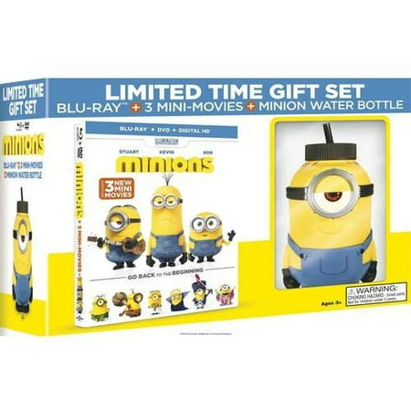 Minions (Blu-ray + DVD + Digital HD + Minion Water Bottle) (Walmart Exclusive)