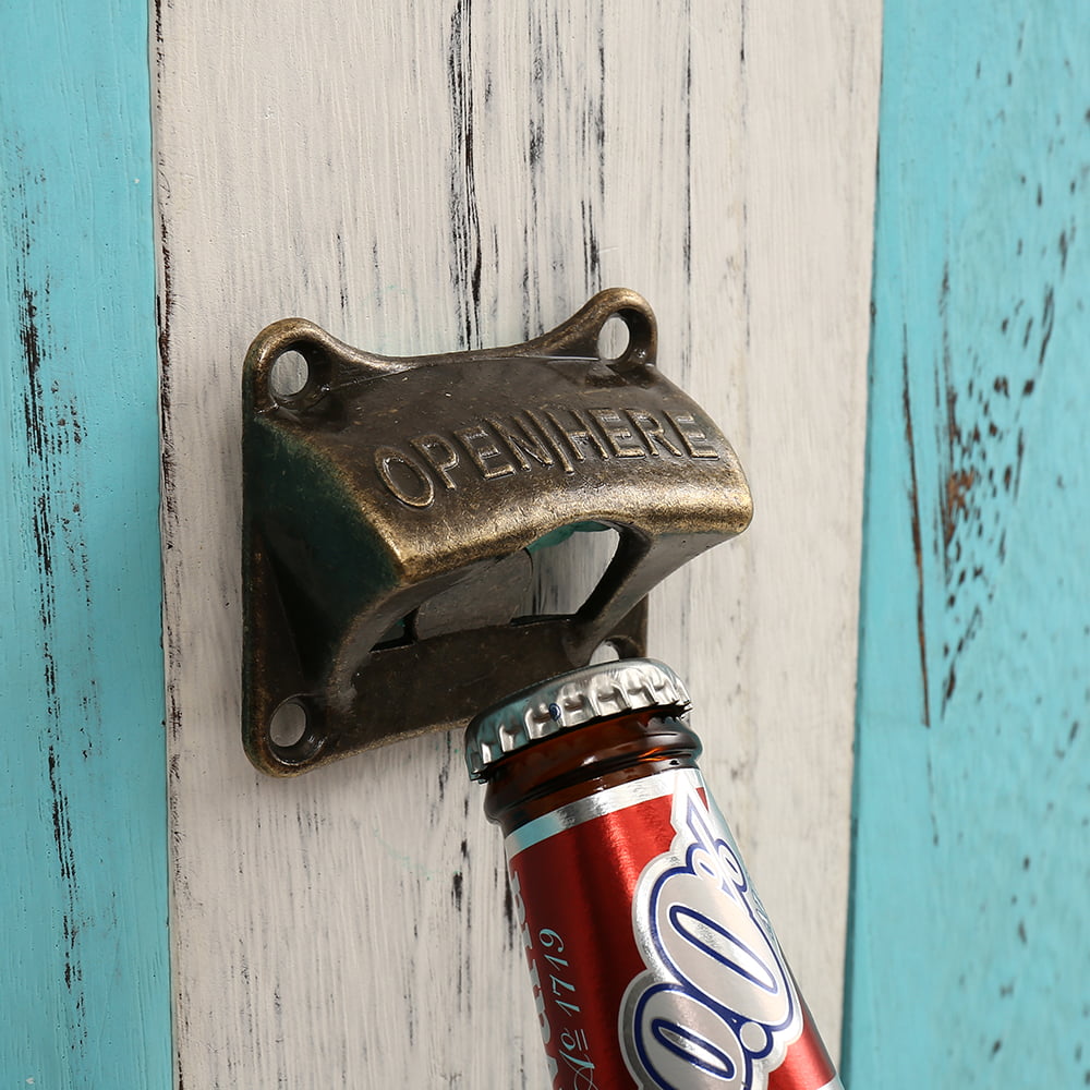 Kitchen Bar Cast Iron Wall Mount Bottle Open Rustic Beer Opener Bronze Vintage 