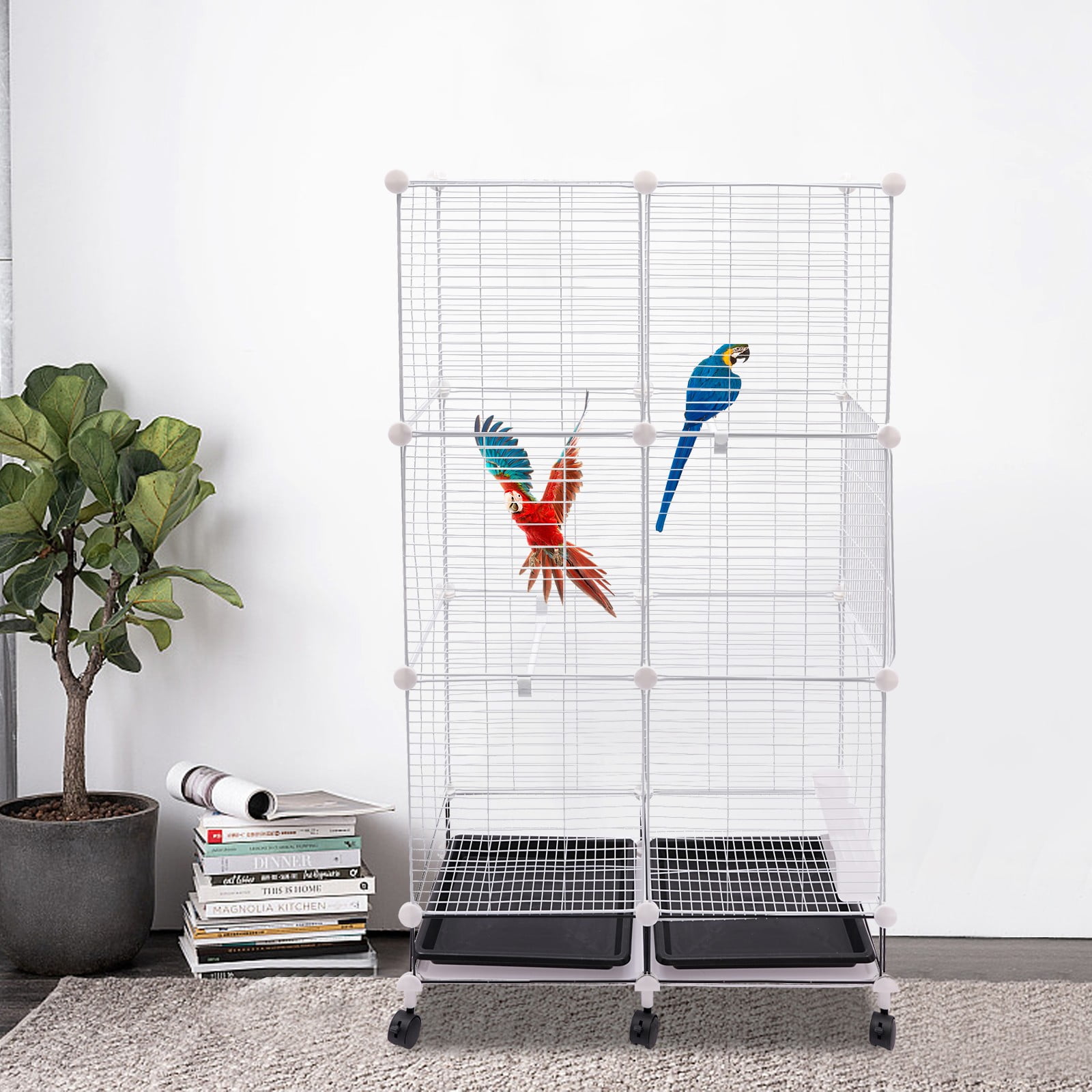 49.2in 3-Tier Large Bird Cage Rolling Metal Parakeet Cage for Canaries, Parrots