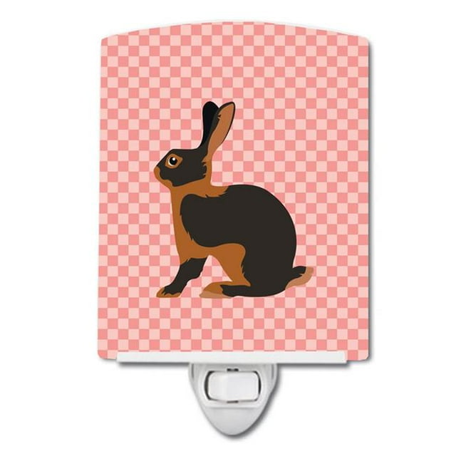Carolines Treasures BB7963CNL Tan Rabbit Pink Check Ceramic Night Light