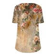 thumbnail image 5 of T-Shirts for Womens Summer New Fashion Floral Prints Top Loose Round Neck Chest Pleated Shirts Womens Casual Short Sleeve Blouses Pullover Tops, 5 of 6