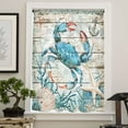 thumbnail image 4 of Teal Crab Coastal Semi Sheer Curtains Drapes for Living Room, Bedroom, French Doors Window 96 Inches Long, Summer Beach Nautical Starfish Retro Rod Pocket Chiffon Curtain Drapery Voile Drape Panel, 4 of 6