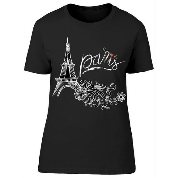 Paris Sketch, Eiffel Tower T-Shirt Women -Image by Shutterstock, Female 3X-Large