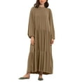 thumbnail image 2 of Gspmoly Robes pour Femmes, Robe Décontractée Grande Taille pour Femmes à Col Montant, Couleur Unie, Manches Longues, Hiver Automne, Basique, Maxi Longue Décontractée, Robe Quotidienne de Vacances, Robes de Soirée pour Femmes, Offres des Fêtes, 2 of 6