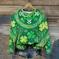 thumbnail image 6 of Aobny Women's Holiday Blouses St Patrick's Graphic Blouses Crew Neck Pullover Green Long Sleeve Women Shirt,S, 6 of 7