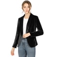 thumbnail image 1 of Abrigo De Oficina Para Mujer Chaqueta De Terciopelo Con Botones Y Cuello Chal Sólido Negro XS, 1 of 7