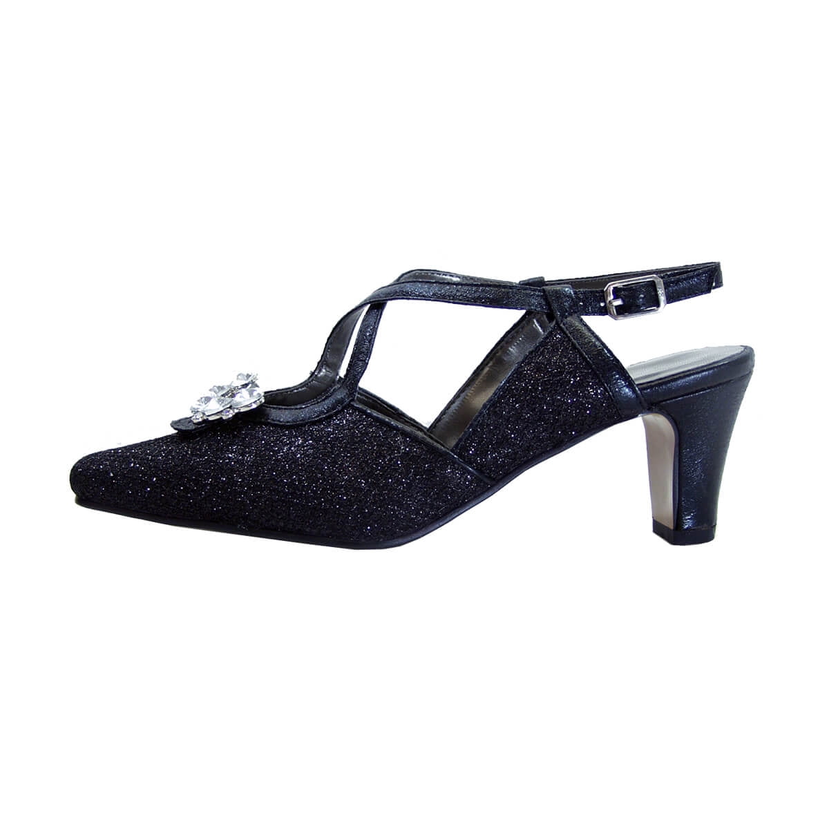 FLORAL Raya Women's Wide Width Criss-Cross Dress Pumps BLACK 7.5