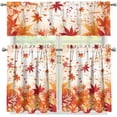 thumbnail image 4 of Thanksgiving Maple Leaves Valance & Tier Curtain 3 Pcs Set Autumn Shade Window Treatment for Kitchen Room Decorative M, 4 of 6