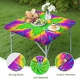thumbnail image 4 of Colorful Tie Dye Star Flower Pattern Square Fitted Tablecloth with Elastic Edge,Square Table Cover,Washable Elastic Table Cover for Home Kitchen Party Decor 34"x34", 4 of 6