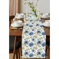 thumbnail image 4 of Table Runner Dresser Scarves 90 Inch Long, Watercolor Flower Blue Peony Linen Dining Table Runners Seamless Floral Leaves on White Tabletop Scarf for Wedding Holiday Party Kitchen, 4 of 7