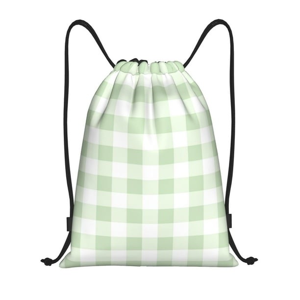 Fotbe Green Checkboard Bolsa Mochila con Cordón Estampada, Bolsa de Gimnasio Deportiva, Bolsa Cinch, Bolsa con Cordón para Hombres y Mujeres-Medium