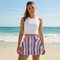 thumbnail image 4 of FUIALDOLG Stars and Blue Red Stripes Athletic Skorts Patriotic US Flag Tennis Skirt with Pocket Flower Lady High Waisted A-line Golf Skirt Casual Dressy Breathable Soft Workout Shorts，M, 4 of 7