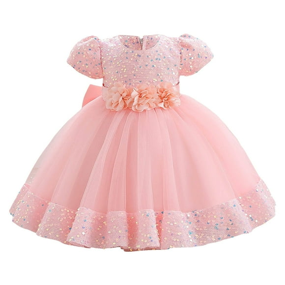 GDREDA Dresses for Girls Children's Mesh Dress Dress Stylish Little Girl Dress Light Pink,4-5 Years