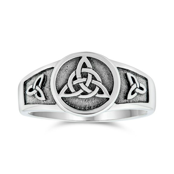 Bling Jewelry Womens Unisex Silver Ring with Viking Celtic Infinity Knot Triquetra Signet Design