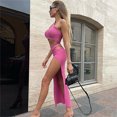 thumbnail image 4 of Txlixc Traje sexy de dos piezas para mujeres, chaleco de un solo hombro de color sólido y falda Txlixc moda, 4 of 9