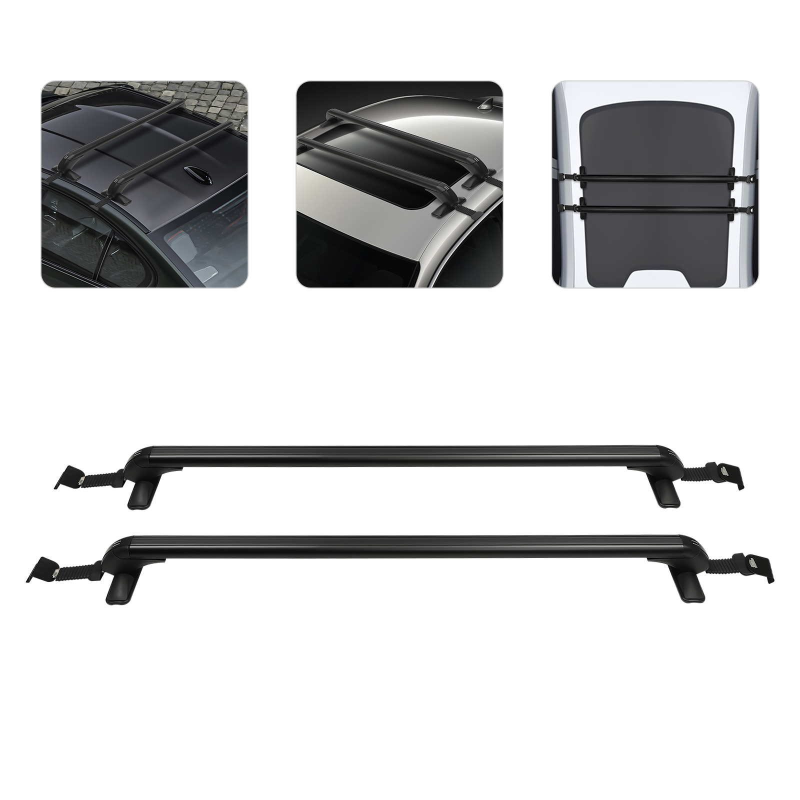 Aiqidi 2x Universal Car Top Luggage Rack Roof Lockable Cross Bars