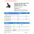 thumbnail image 2 of Automatic Transmission Speed Sensor - Compatible with 1993 - 1999 Volkswagen Jetta 2.0L 4-Cylinder 1994 1995 1996 1997 1998, 2 of 2
