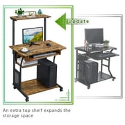 Alden Design 3 Tiers Wooden Computer Desk with Printer Shelf, Rustic Brown