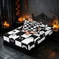 thumbnail image 4 of Homewish Halloween Ghost Twin Sheets, Spooky Animal Checkered Bedding, Black White, 3pcs (1 Flat Sheet, 1 Fitted Sheet and 1 Pillowcase), 4 of 6