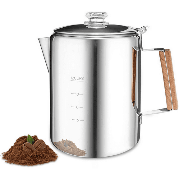 Coffee Pot Stovetop Maker Percolator Campfire Stainless Steel Camping Outdoors Home 12 Cup