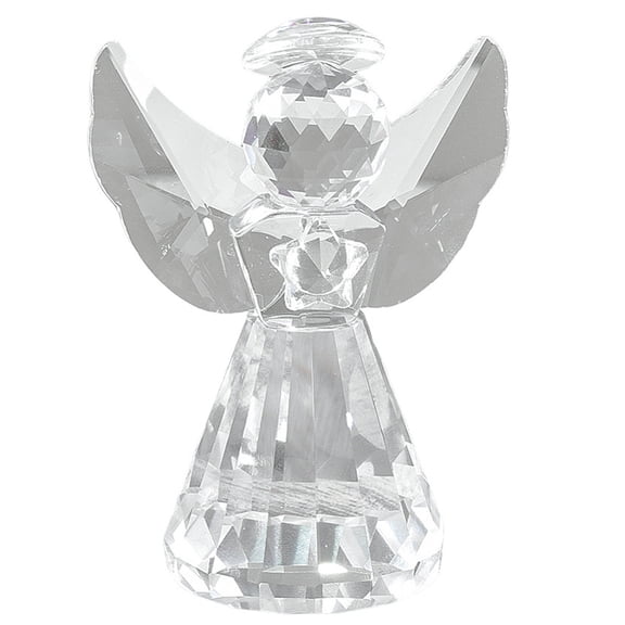 1Pc Clear Glass Angel Decoration 60x60x82.5mm Iridescent Home Office Display Small Statue Shelf Decor Gift Tabletop Ornament for Living Room Indoor Outdoor DIY