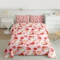 thumbnail image 3 of Manfei Kawaii Santa Claus Bedding Comforter Set for Kids, Pink Groovy Flower Floral Twin Comforter Sets, Merry Christmas Reversible Bedding Set, Luxury Bedroom Decor, 2-Piece, 3 of 9