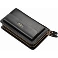 thumbnail image 4 of Business Men's Clutch Bag High Capacity Leather Wallet Double Zipper Long Purse, 4 of 4