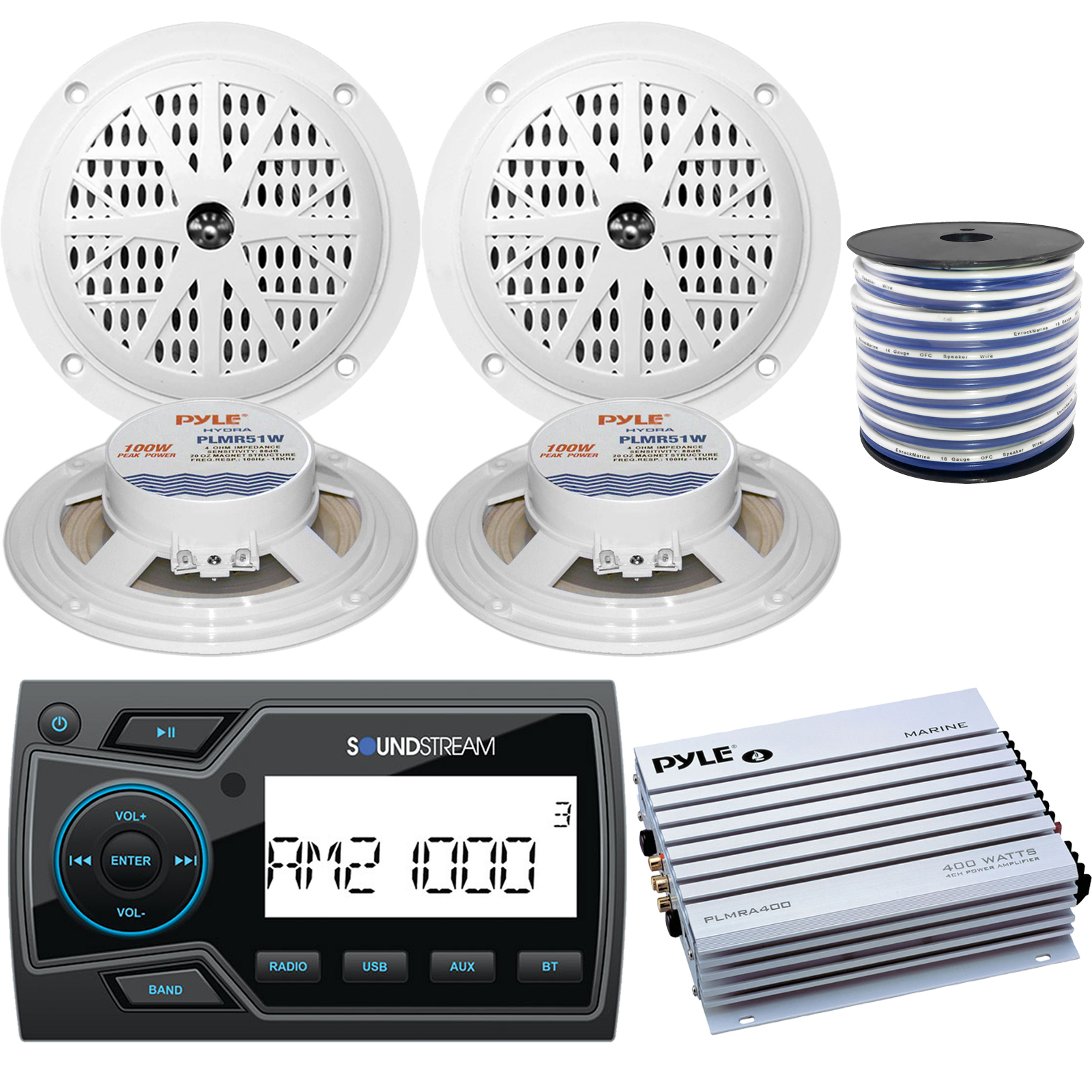 Soundstream Marine Grade Bluetooth USB Digital Media Player w/ 2" LCD