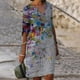 thumbnail image 2 of Vestidos de manga 3/4 para mujer Vestido de tirantes con estampado de flores a la moda Vestido con cuello en V hasta la rodilla Pompotops hdfakjf6198, 2 of 5