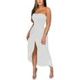 thumbnail image 2 of Qiylii Women Strapless Dress, Solid Color High Waist Split Hem Dress, 2 of 5